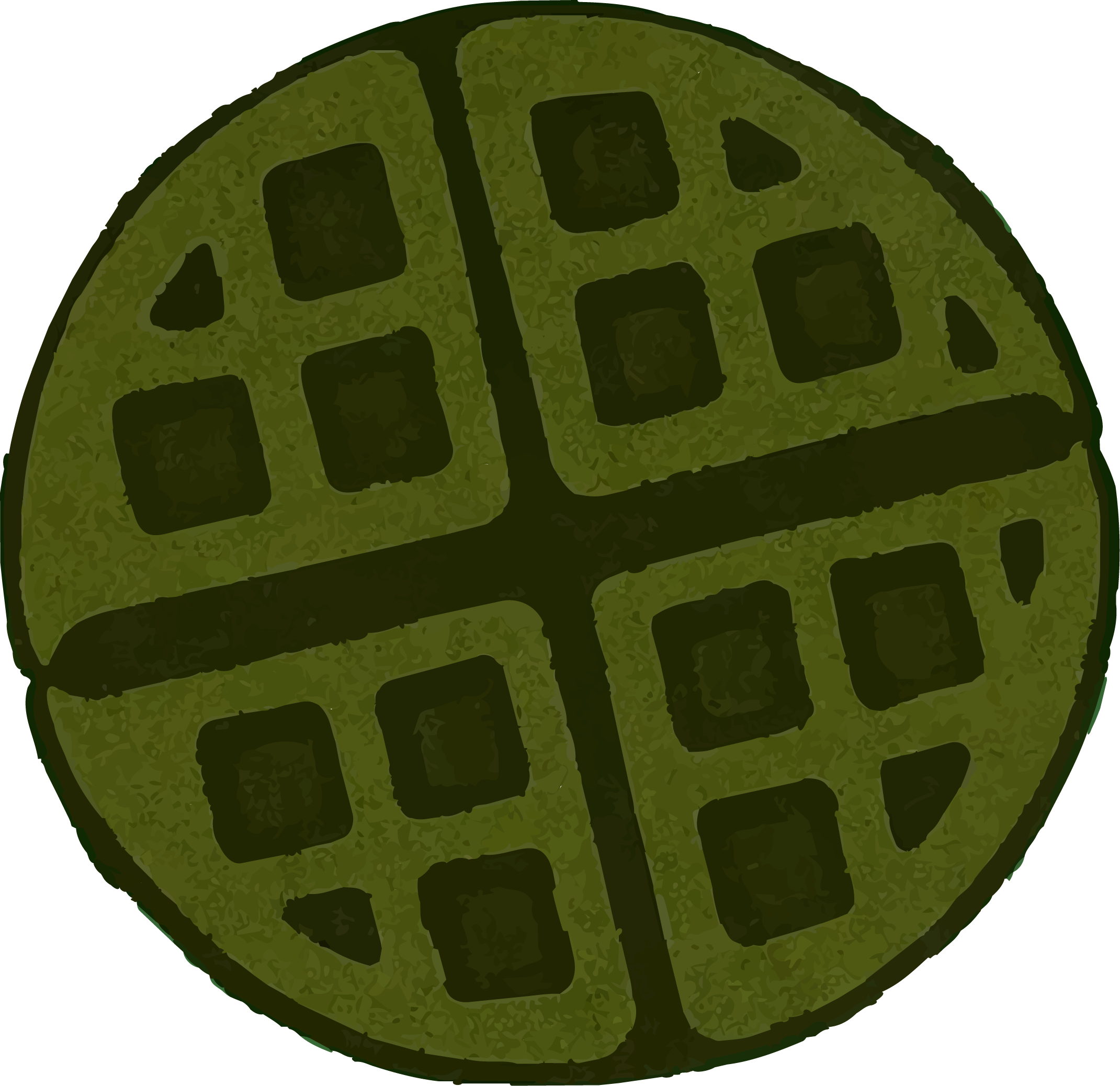 An Egyptian Fawaffle — crispy on the outside, herb-green inside